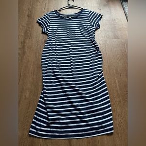 Maternity Navy blue and white dress